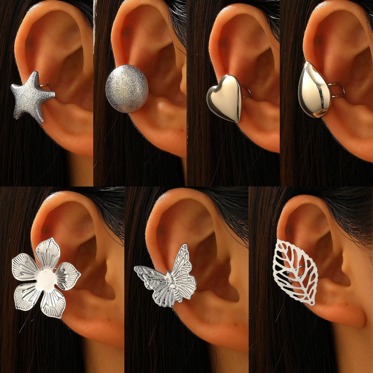 Wholesale Starfish Sun Moon Flower Ear Cuff No Piercing Women Vacation Style Fashion Accessory