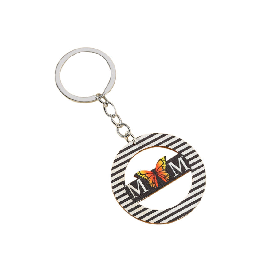 Wholesale Mother's Day MAMA Butterfly Daisy Wooden Keychain