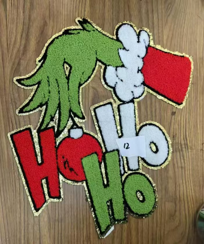 Wholesale Chic Christmas Large Embroidered Patch Iron On Towel Embroidery For Coat DIY Craft Supply
