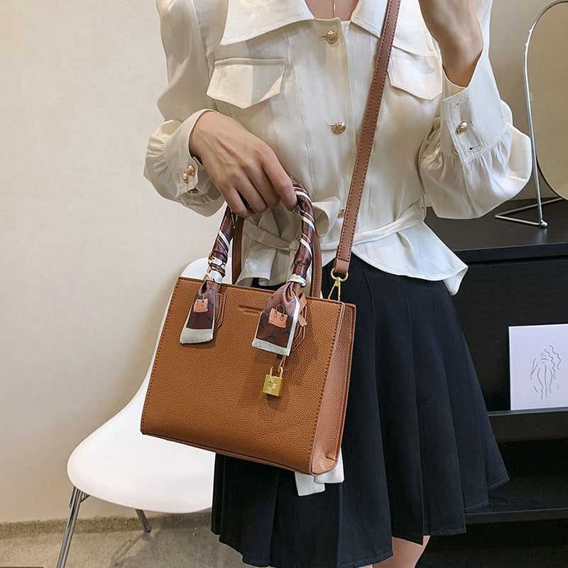 Wholesale 2023 PU Simple Scarf Texture Handheld Tote Bag Crossbody Shoulder Bag