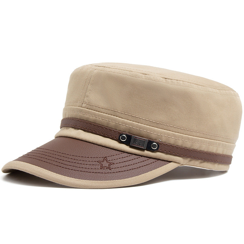 Wholesale Leather Brim Fashion Soft Cotton Casual Sun Visor Military Hat