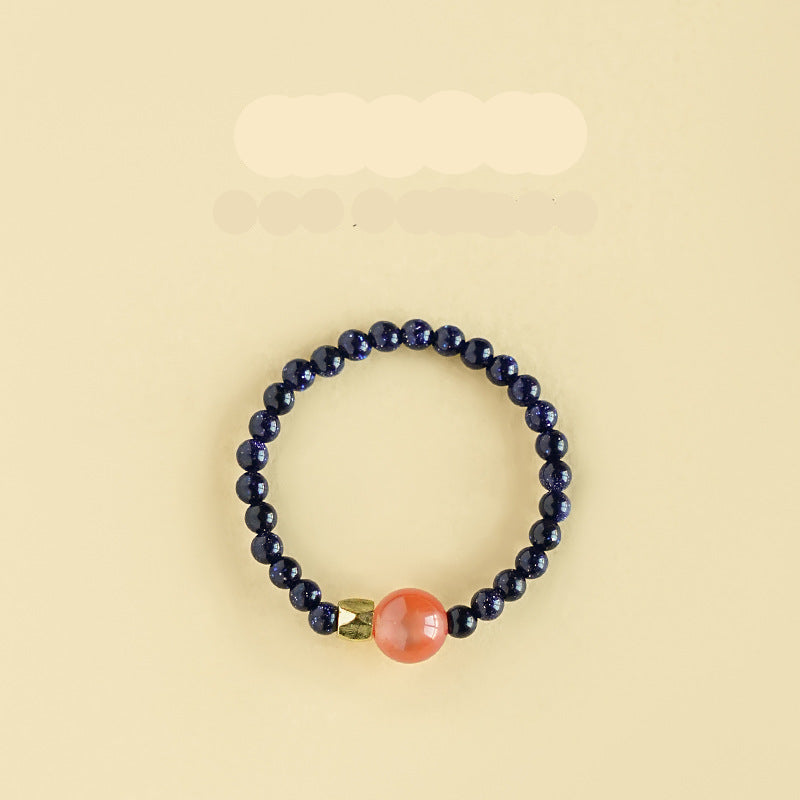 Wholesale Natural South Red Jade Agate Pearl Garnet Amethyst Ring