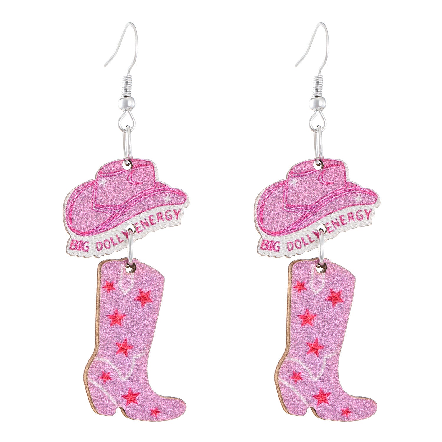 Wholesale Valentine' s Day pink heart-shaped rose fringed earrings