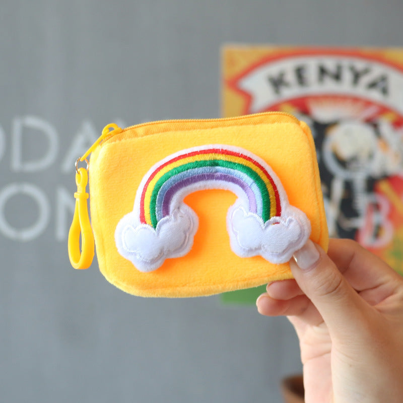 Wholesale Square Candy Colored Rainbow Plush Card Bag Keychain