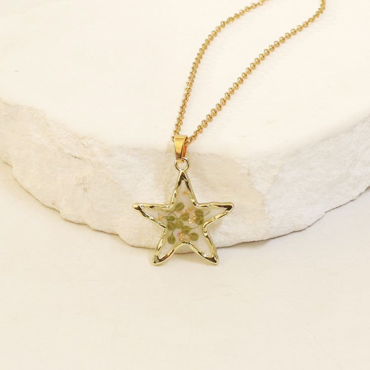 Wholesale 6pcs Real Flower Dried Flower Pendant Immortal Flower Colorful Epoxy Real Flower Necklace