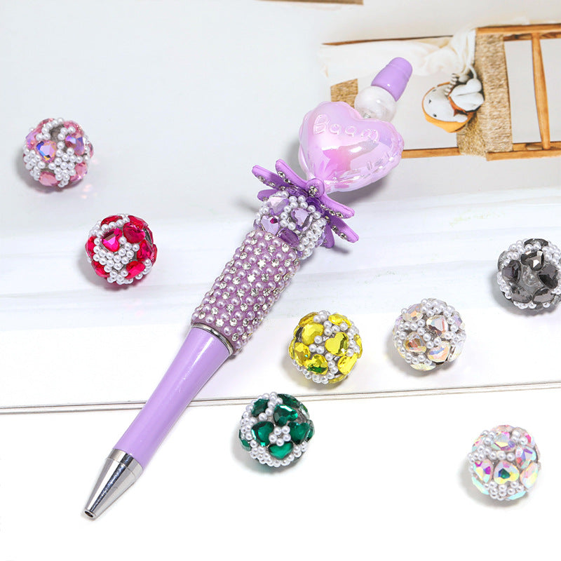 Wholesale  10pcs Heart-shaped Bubble Heavy Beaded String Acrylic Beads