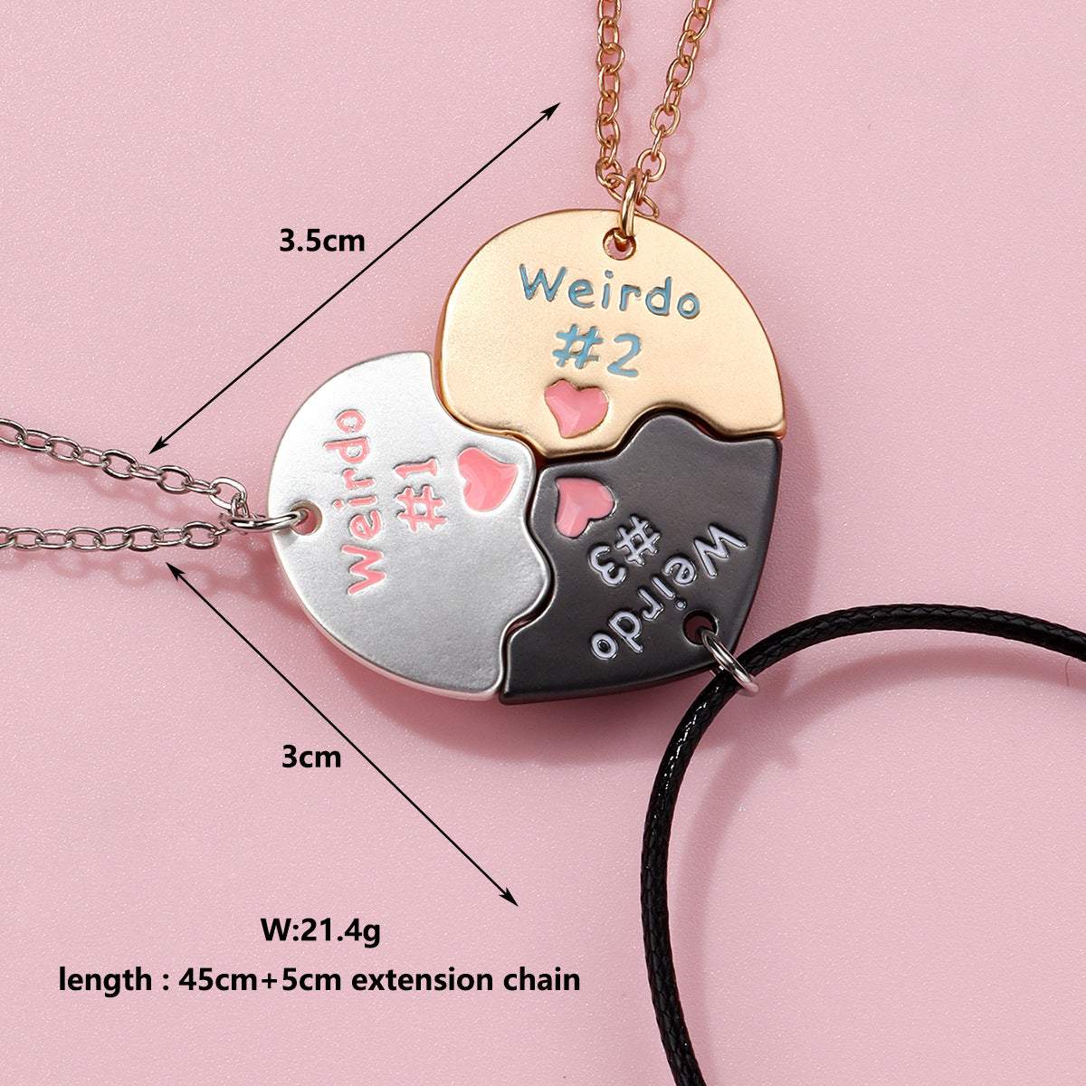 Wholesale children' s necklace three-piece set necklace heart-shaped clavicle chain