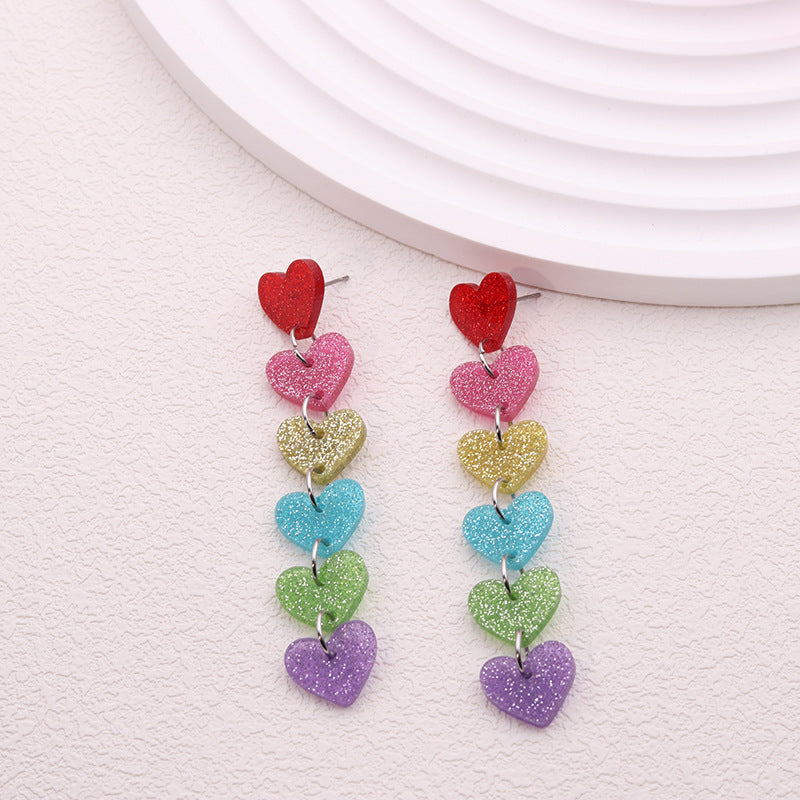 Wholesale 2pairs/pack Rainbow Love Series Acrylic Stud Earrings