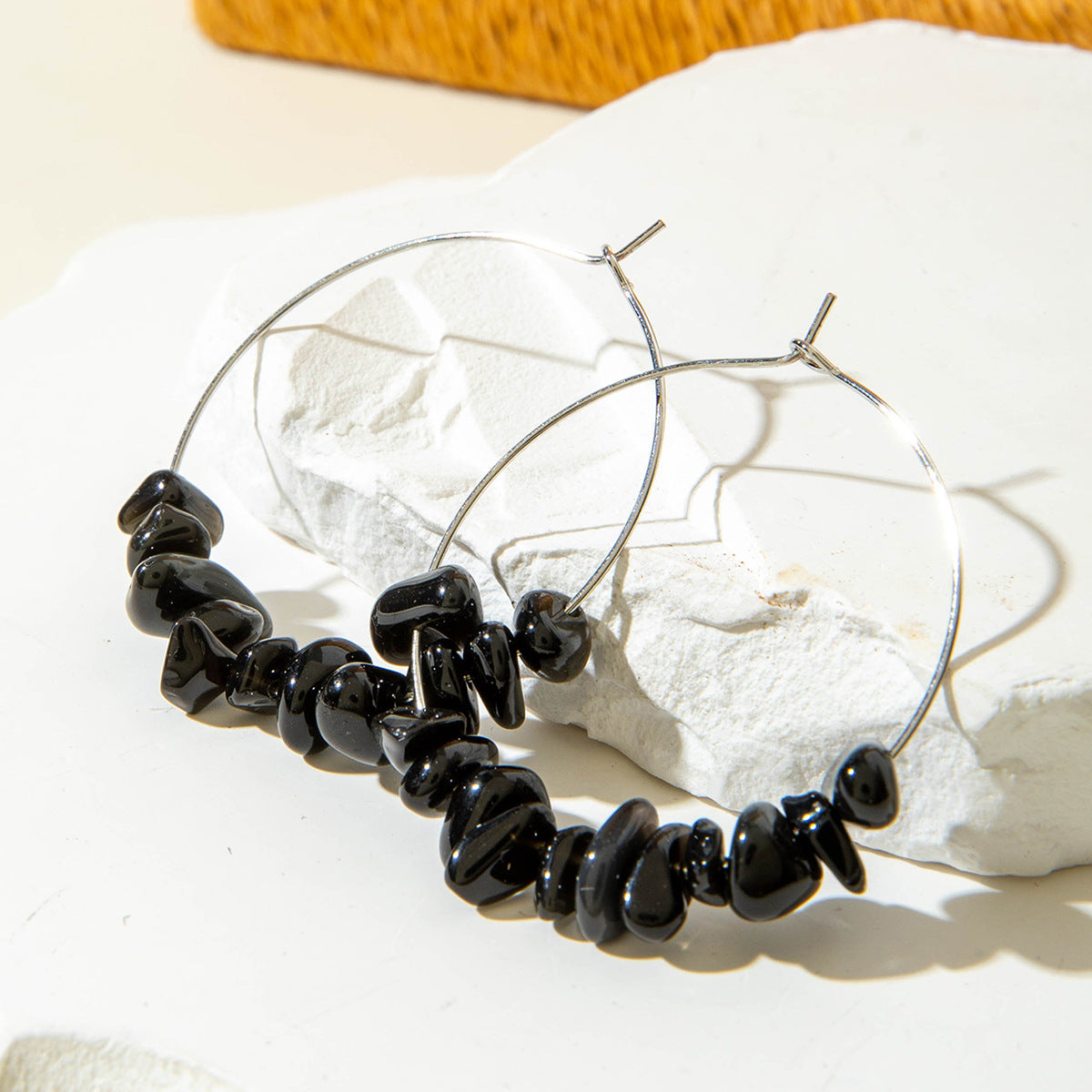 Wholesale  10pcs Versatile irregular crystal gravel Hoop Earrings