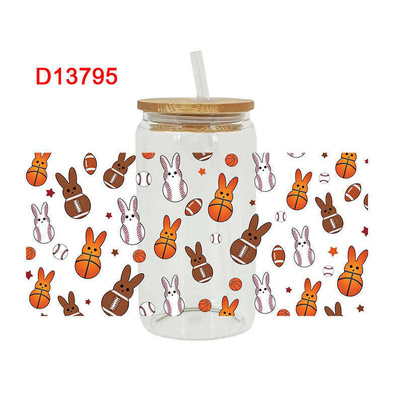 Wholesale Colorful Rabbit Easter 16oz Cup UV DTF Wraps