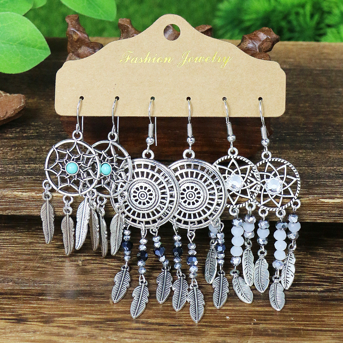 Wholesale 3-piece Set of Bohemian Alloy Multi-color Earrings