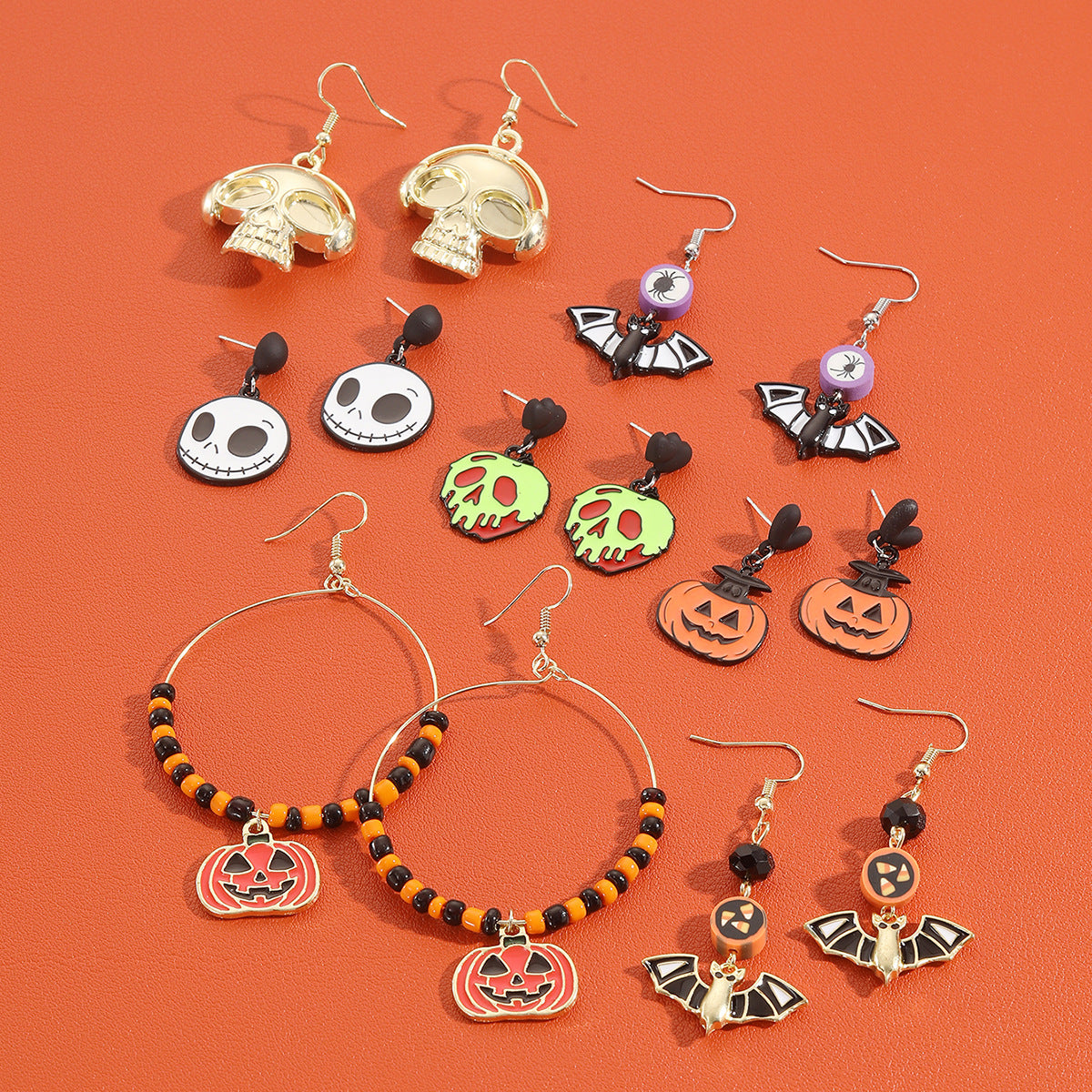 Wholesale Halloween Skull Bat Pumpkin Ghost Rice Bead Earrings