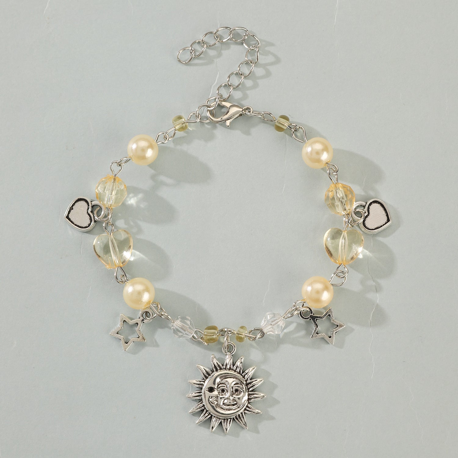 Wholesale Spice Punk Hollow Pentagram  Heart Bracelet