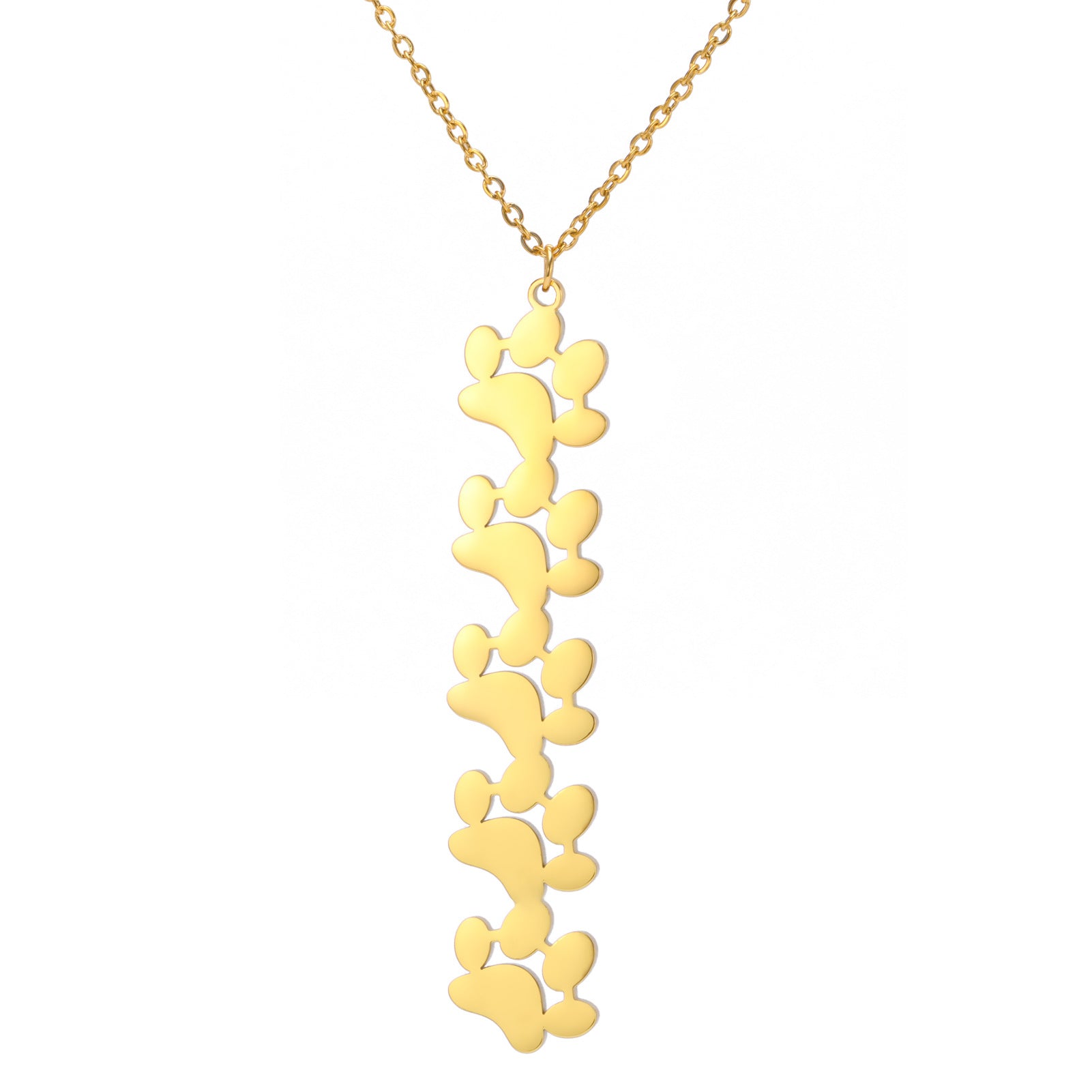 Wholesale Continuous Cat Paw Animal Footprint Pendant Stainless Steel Necklace