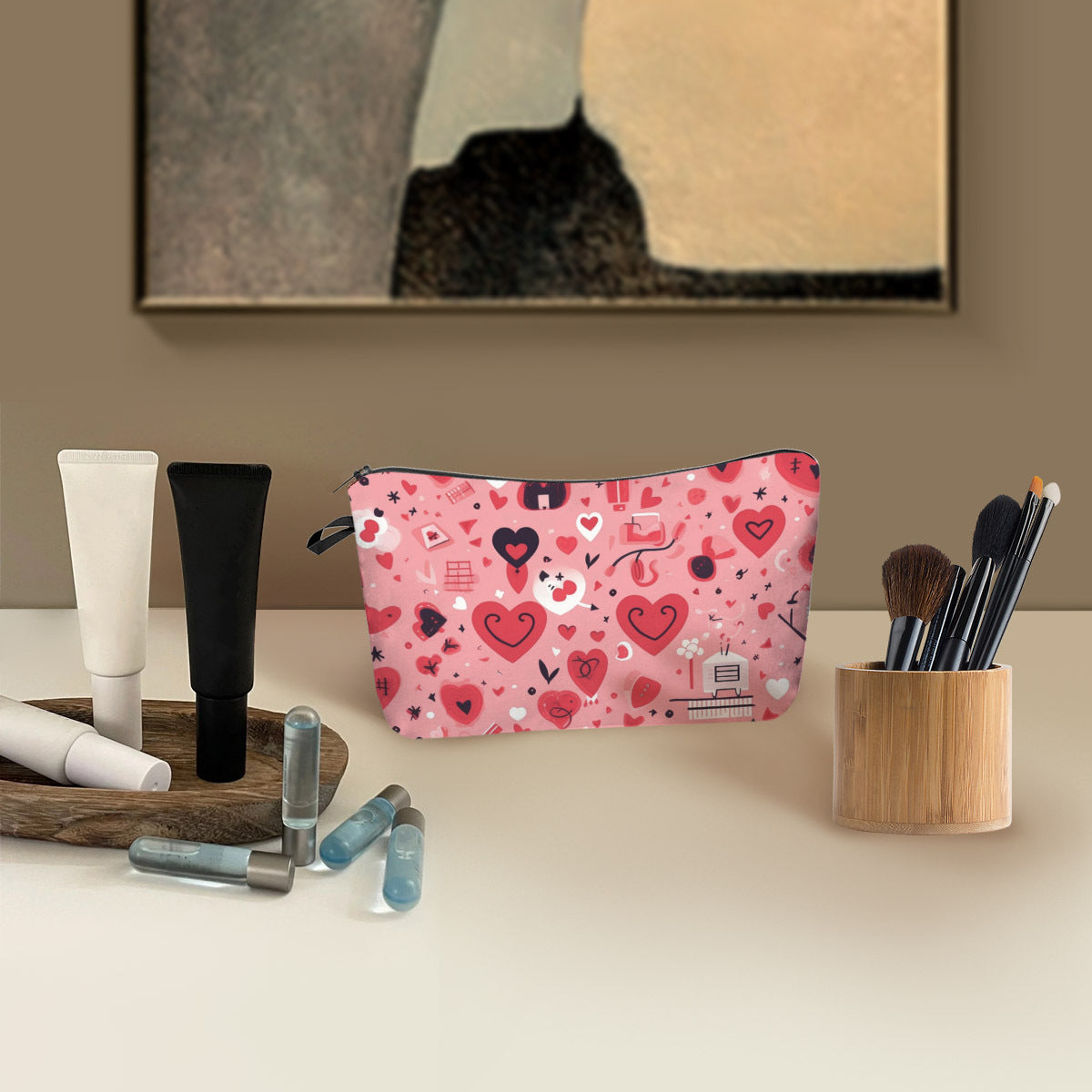 Wholesale Valentine's Day Love Printed Polyester Makeup Bag