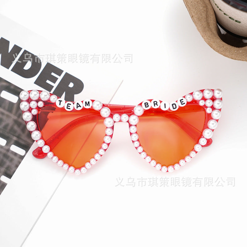 Wholesale sunglasses bride party sunglasses diy heart bridesmaid bride glasses
