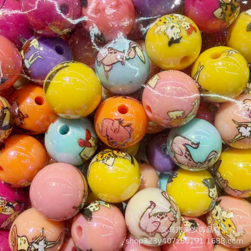 Wholesale 200pcs Modern Caveman Cartoon 16Mm Acrylic Loose Beads For DIY Phone Charms Bag Charms Fashion Decorative Accessory Gift Boutique Resale