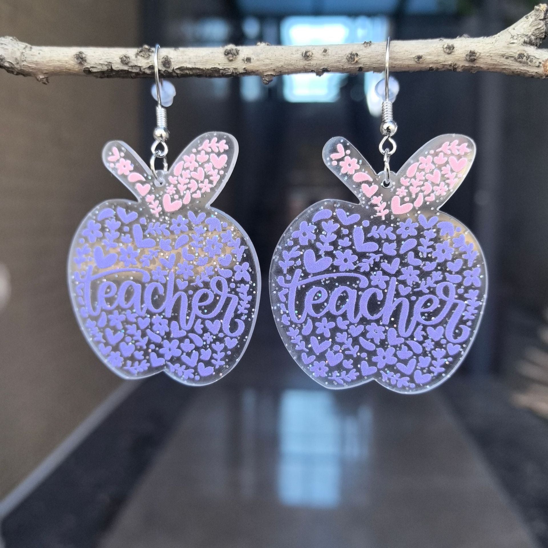 Wholesale 2PCS/Pack School Season Graduation Season Acrylic Earrings Apple English Letter Sweet Holiday Gift Earrings