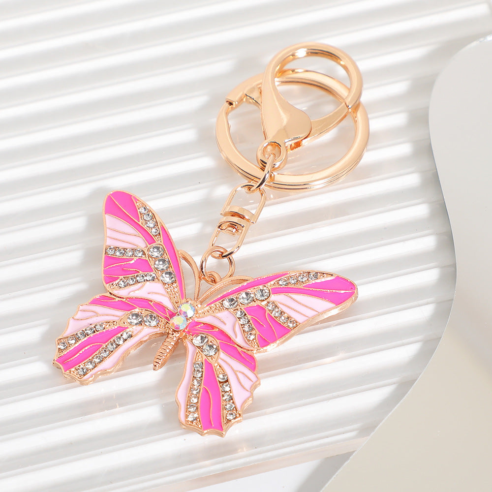 Wholesale Colorful diamond studded butterfly metal keychain