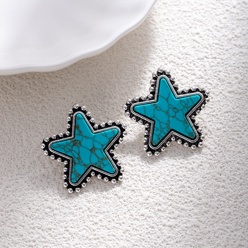 Wholesale Bohemian Turquoise Leopard Print Earrings