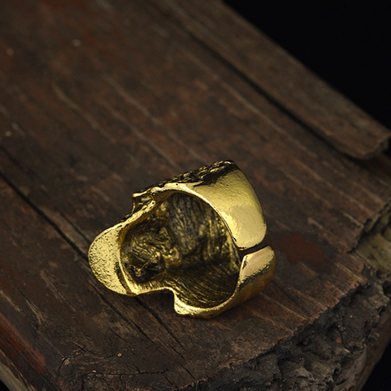 Wholesale Crystal Color Eyes Skull Open Adjustable Ring