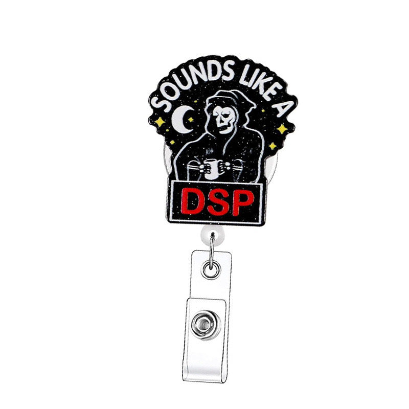 Wholesale 10pcs DIY acrylic jewelry blackened style badge retractable keychain