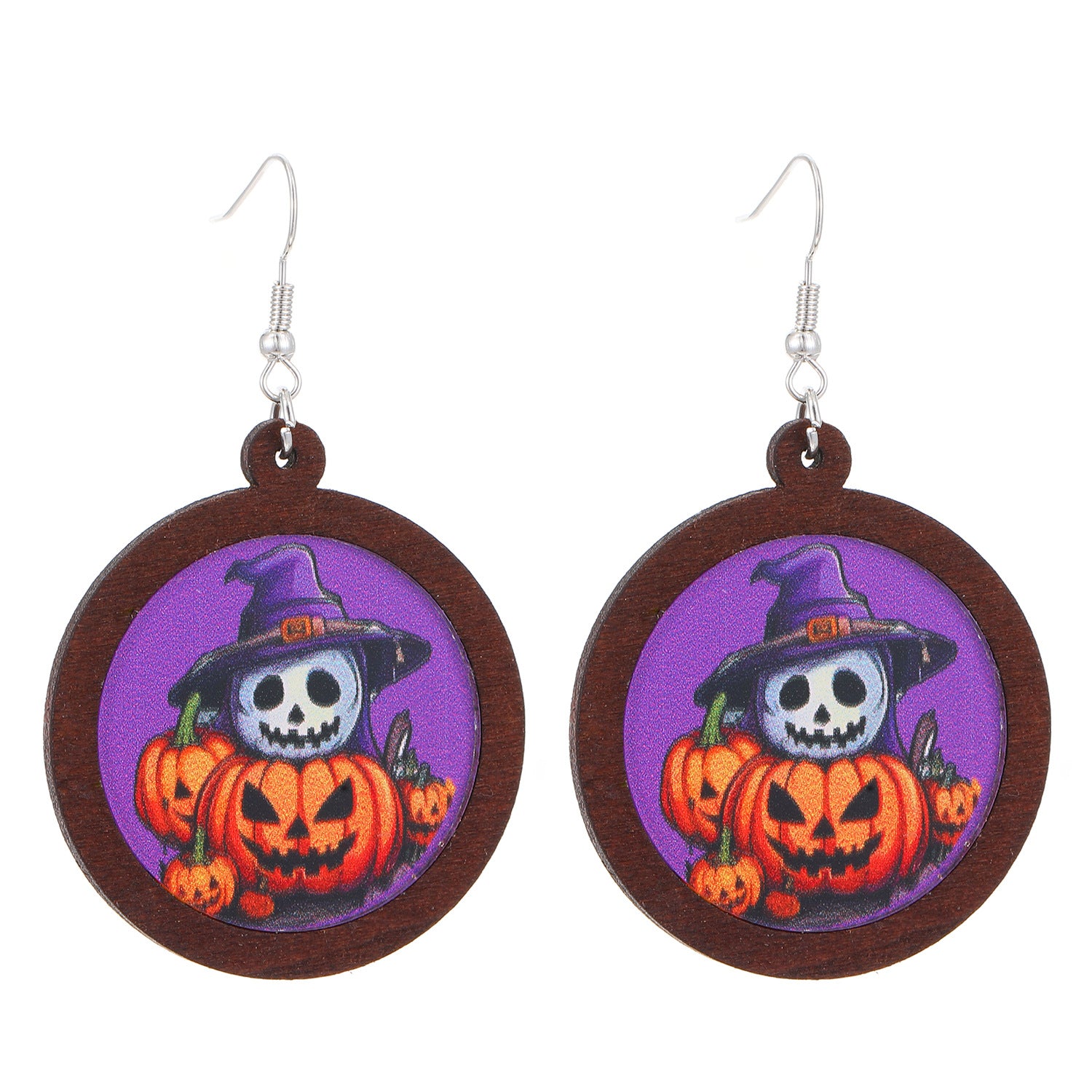 Wholesale New Halloween Ghost Pumpkin Black Cat Geometric Color Earrings