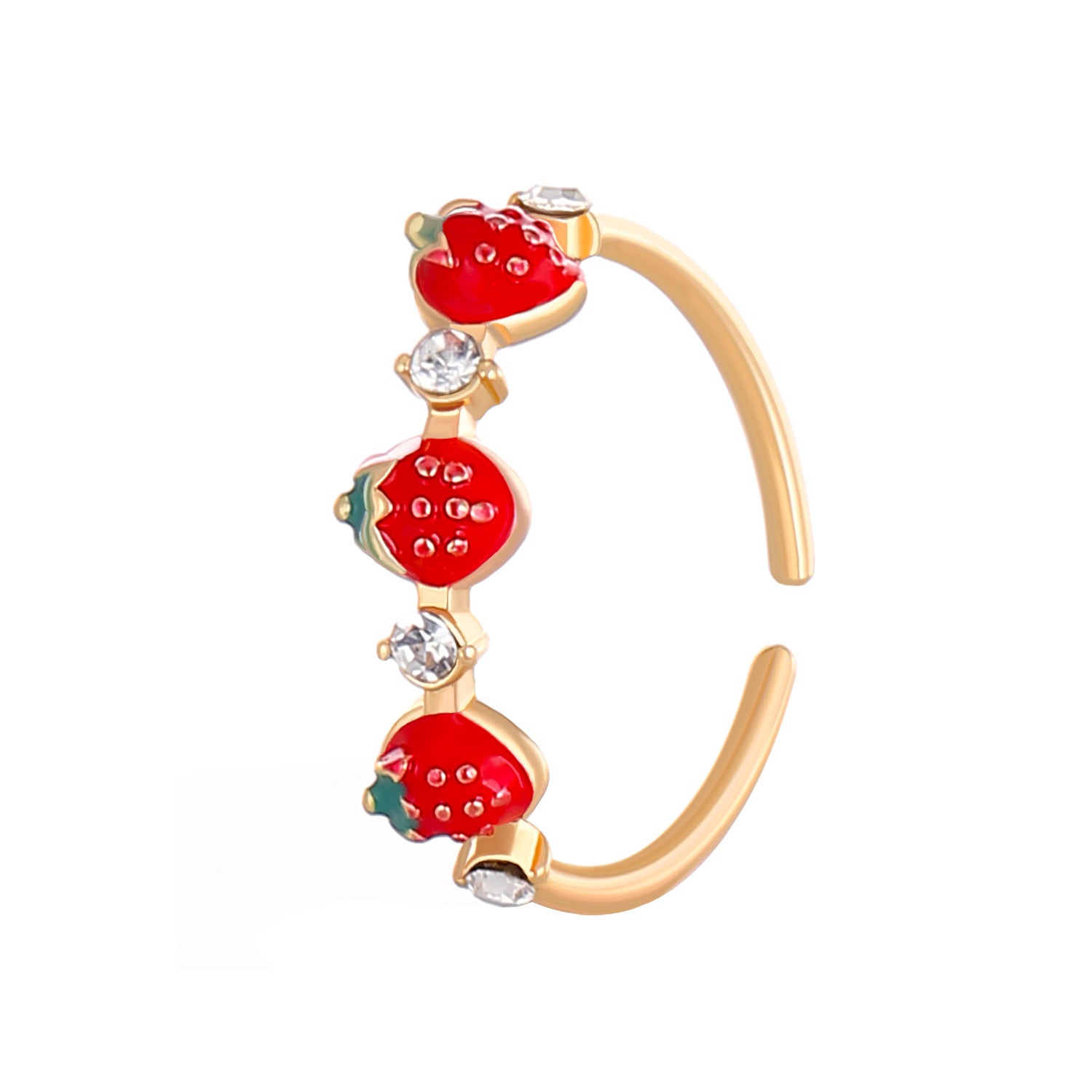 Wholesale Cute Red Strawberry Ring with Diamond