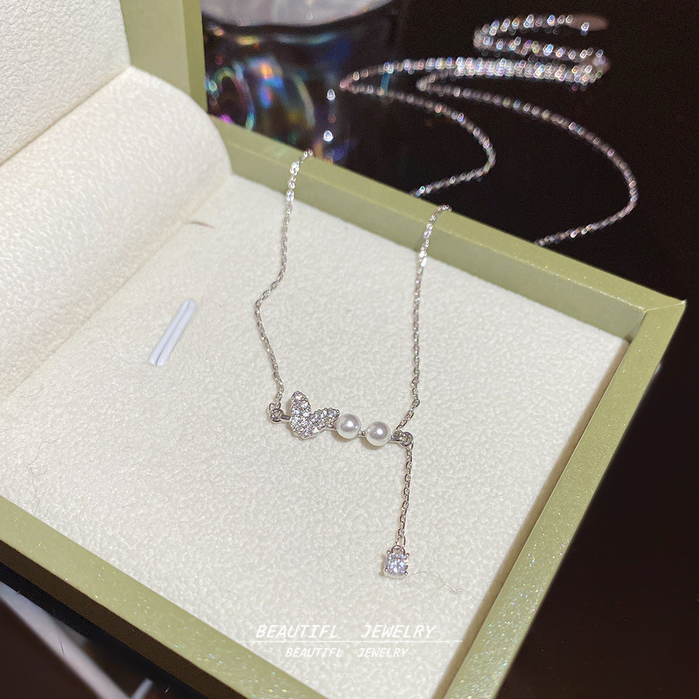 Wholesale Butterfly Pearl Tassel Necklace  Lightweight Luxury