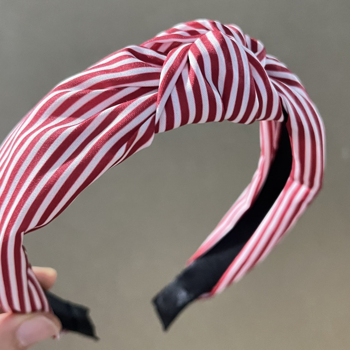 Wholesale Fabric red striped plaid solid color cherry heart wide-brimmed bow combination headband