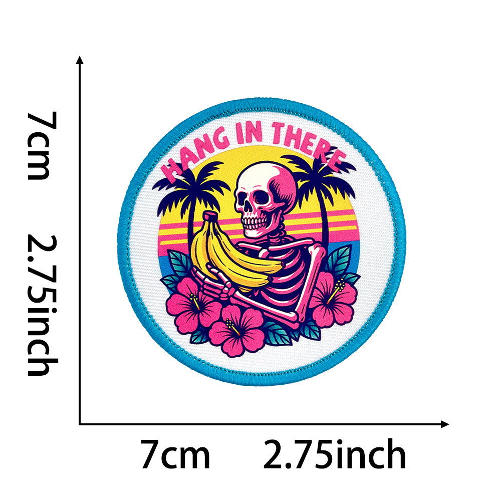 Wholesale Trendy Round Embroidered Patches With Fun Beach Skull Coffee Mom Themes Iron On DIY Appliques For Clothing And Bags Fashion Accessory