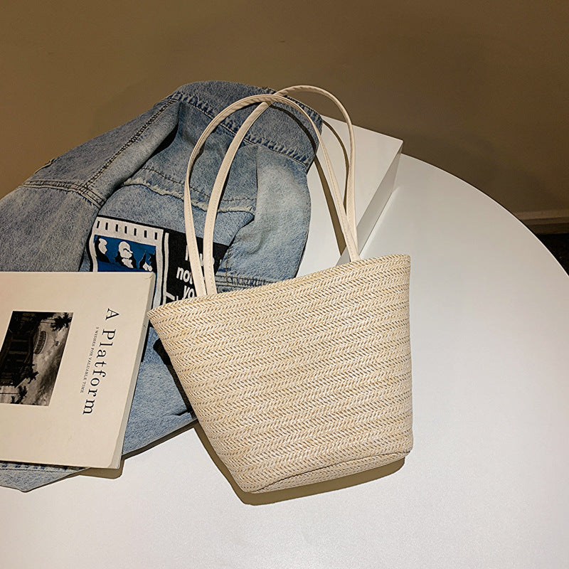 Wholesale High Capacity One Shoulder Handheld Straw Woven Bag