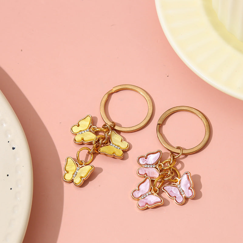 Wholesale Drip Oil Hot Selling Colored Diamond Acrylic Butterfly Keychain