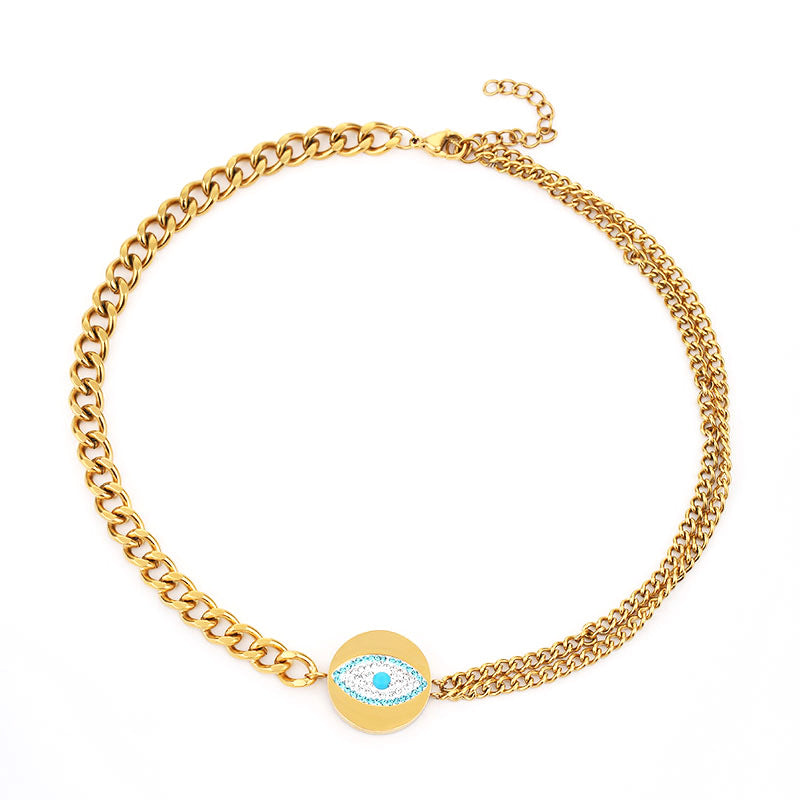 Wholesale Gute Double Layer Necklace Devil Eyes Earrings Ring Jewelry Set