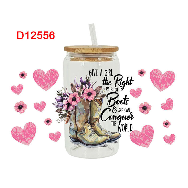 Wholesale Pink Pattern Series 16oz Cup UV DTF Wraps