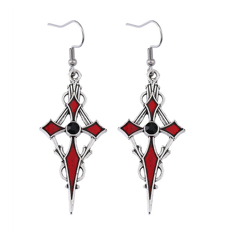 Wholesale Dark Punk Style  Cross Vampire Earrings