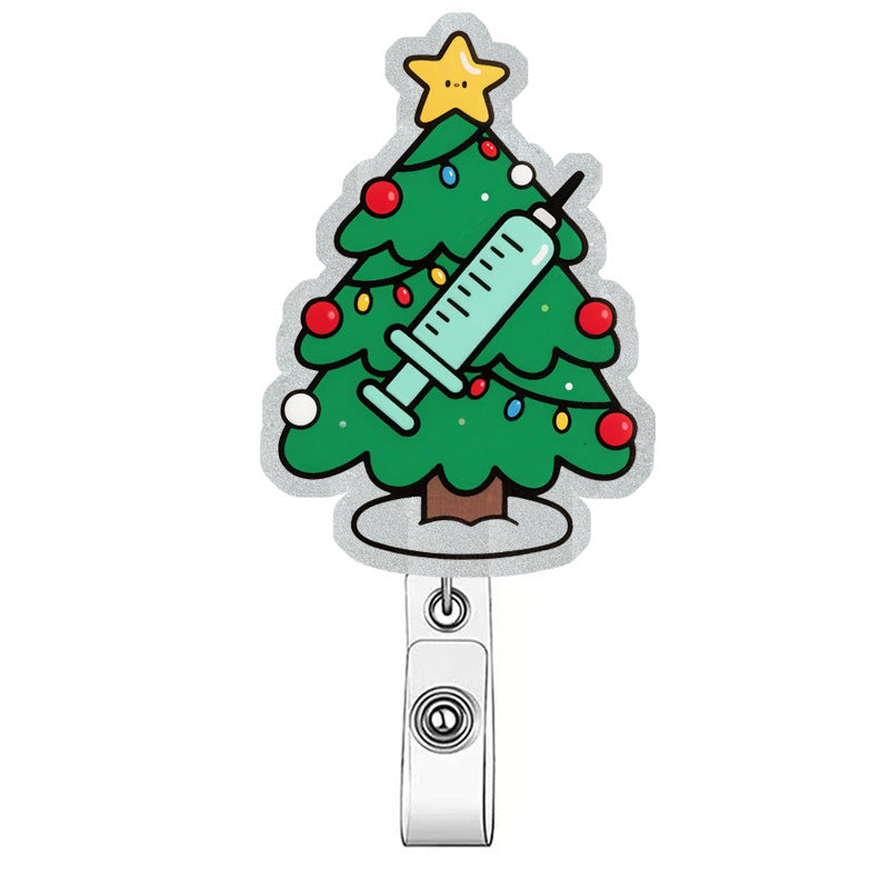 Wholesale Acrylic Christmas Cartoon Badge Clip Christmas Tree Clip Badge Reels