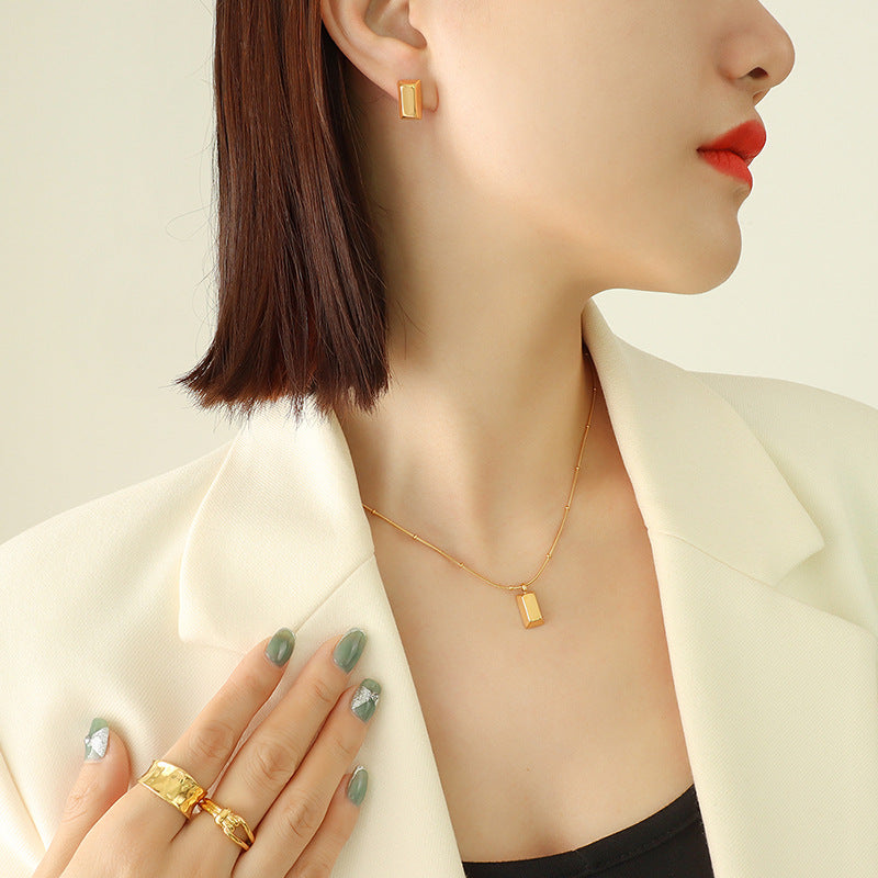 Wholesale Mini Gold Brick Snake Bone Chain Clip Beads Titanium Steel Necklaces