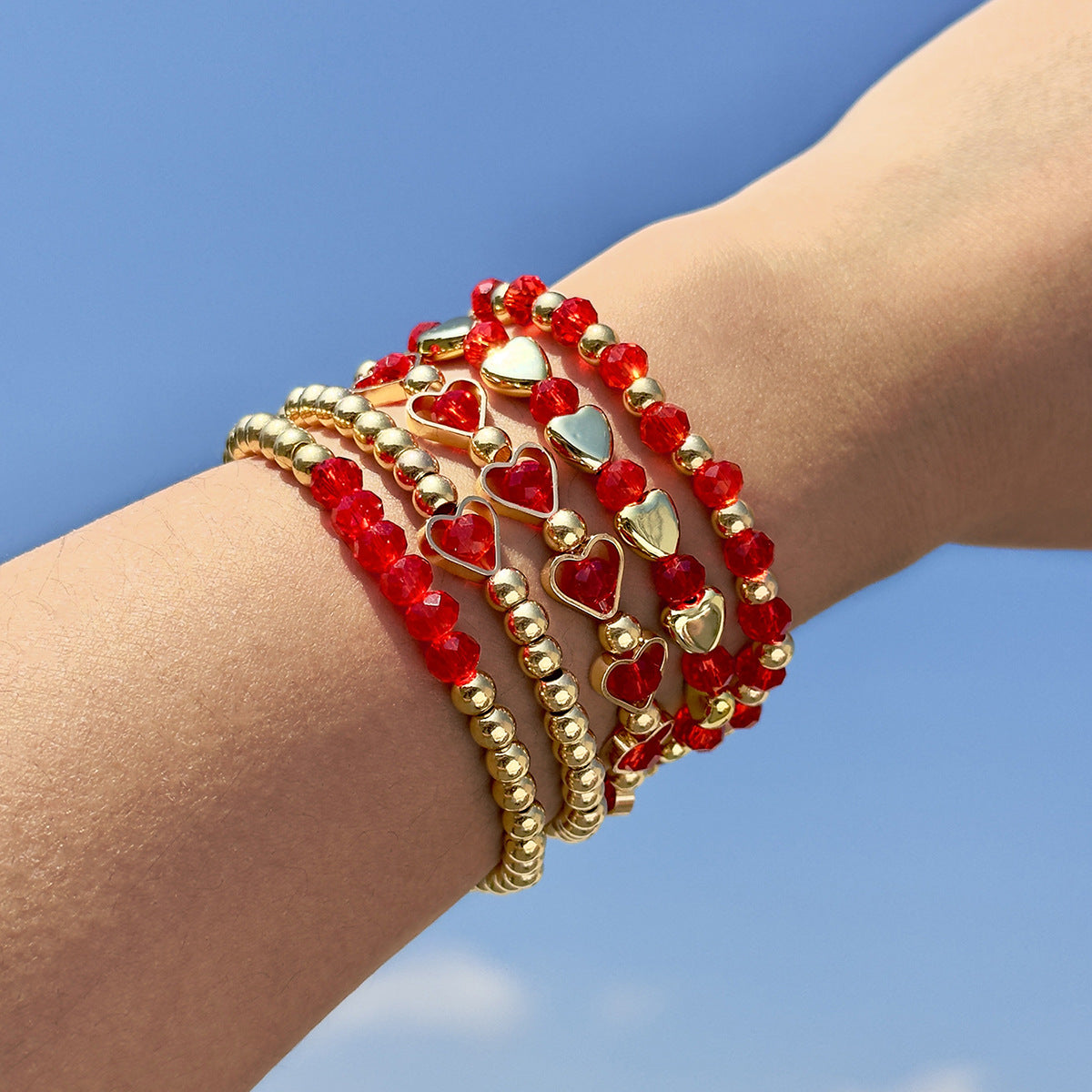 Wholesale Bohemian Rice Bead Multi-Layered Elastic Bracelet Set