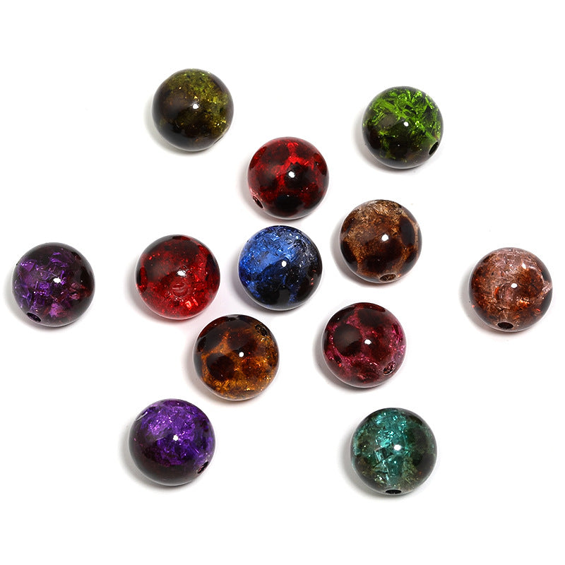 Wholesale 100pcs Acrylic Double Color Amber Crack Beads 16mm Burst Ice Crack Beads
