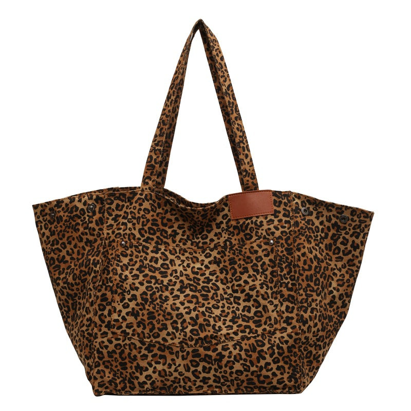 Wholesale Leopard Print Large Capacity Versatile Shoulder Canvas Tote Bag