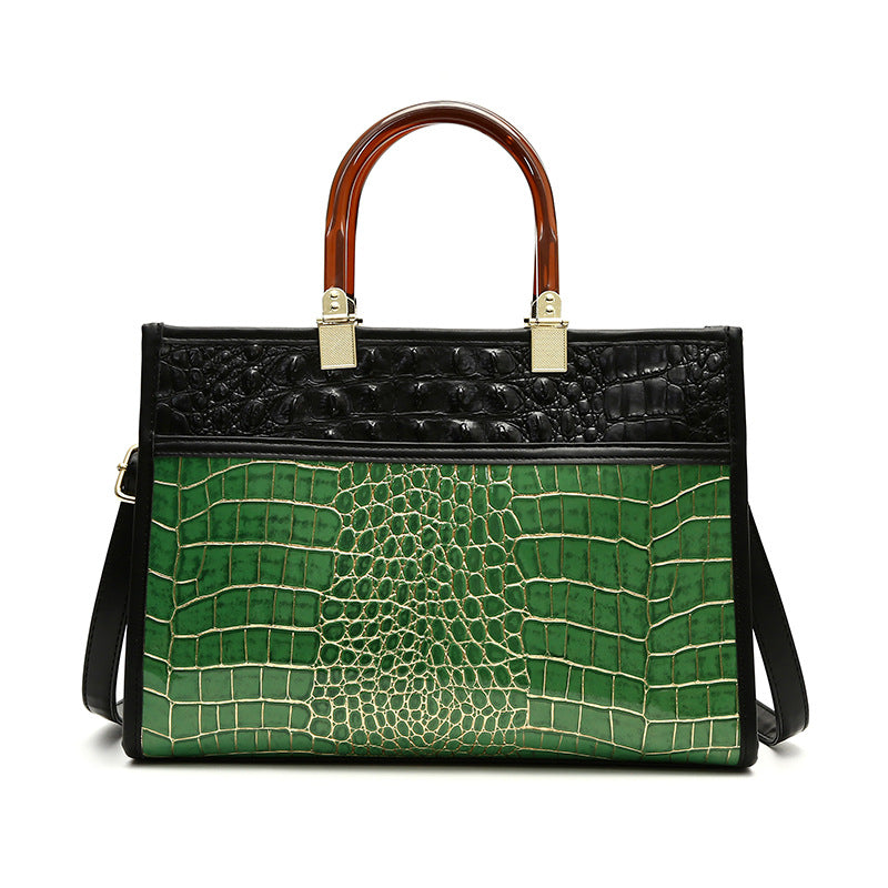Wholesale PU High-capacity Crocodile Pattern Single Shoulder Diagonal Handbag