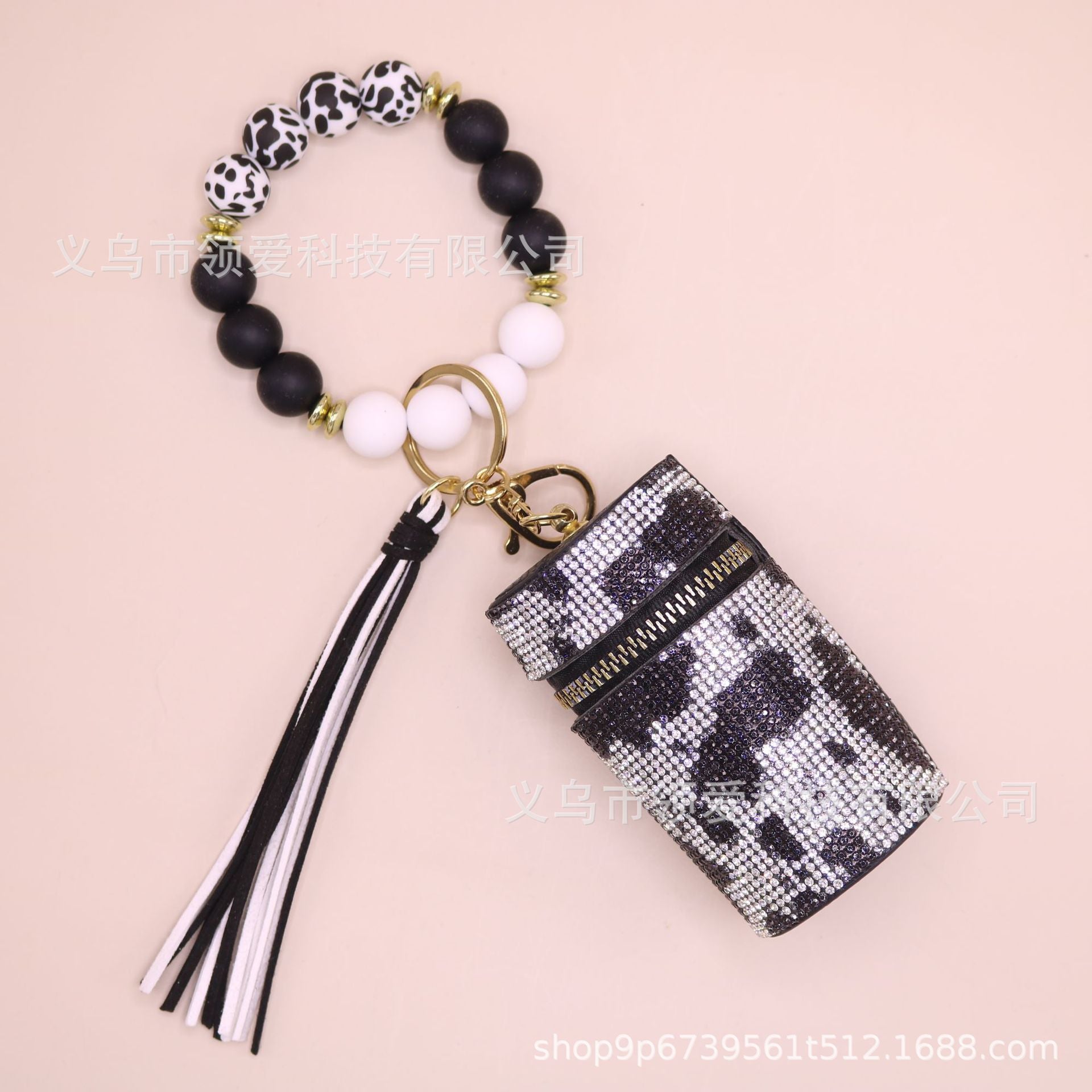 Wholesale Rhinestone Lipstick Bag Silicone Wrist Keychain