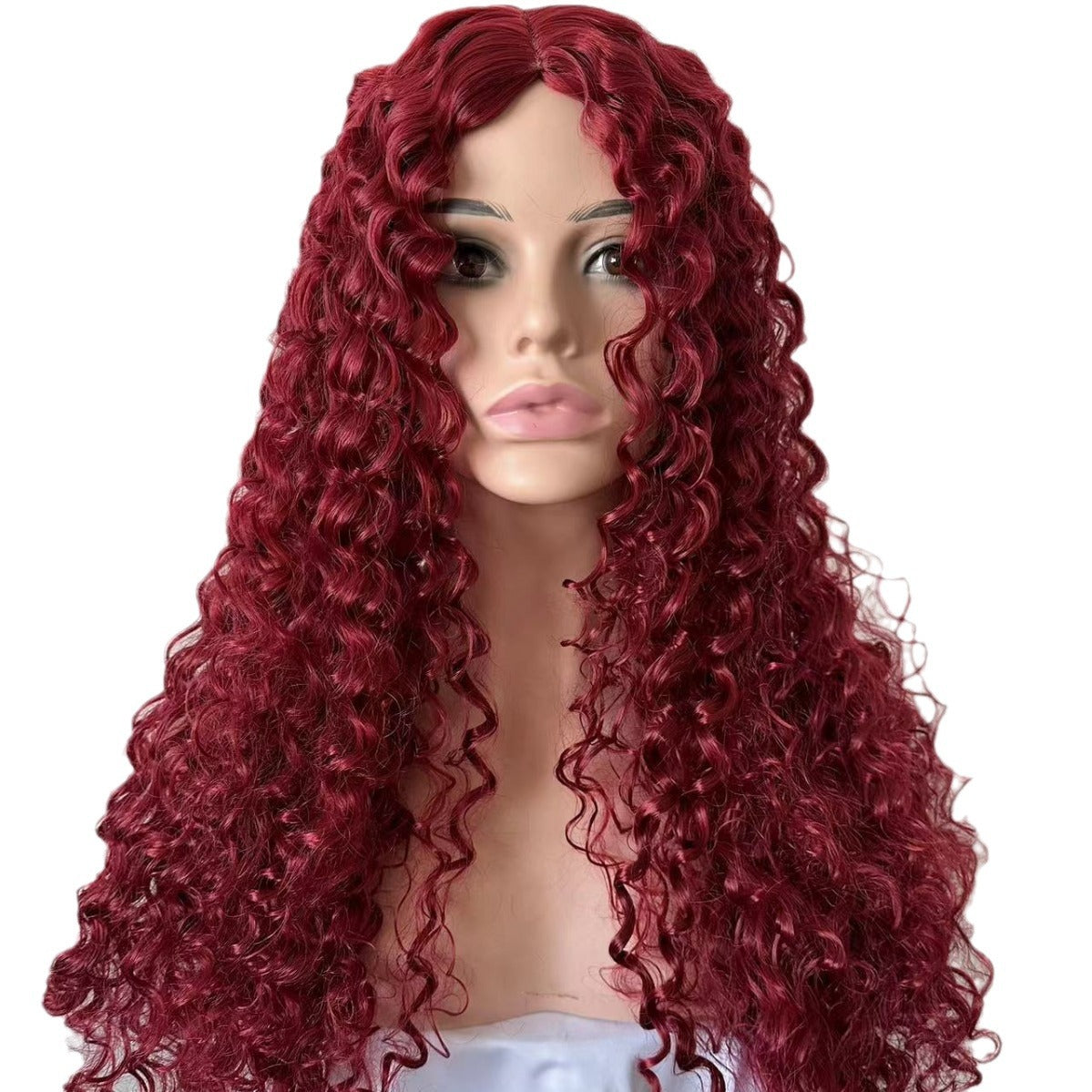 Wholesale Matte high temperature silk African small winding tube afro long curly hair chemical fiber wig middle parting headpiece