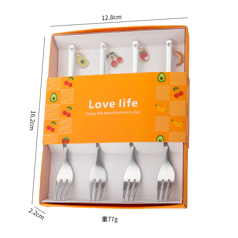 Wholesale spoon fruit pendant spoon fork 4 piece set  Kitchenware