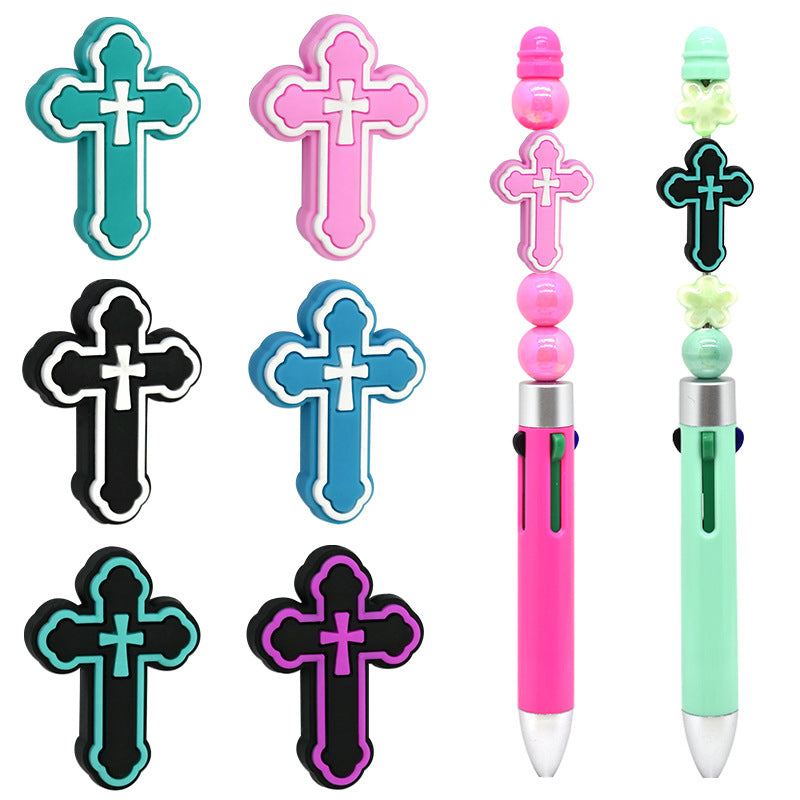 Wholesale Random 100pcs Cross Pvc Beads Cartoon  Focal Beads