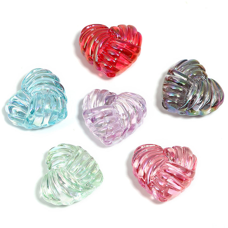 Wholesale 50pcs Colorful Transparent Twisted Wool Heart Beads