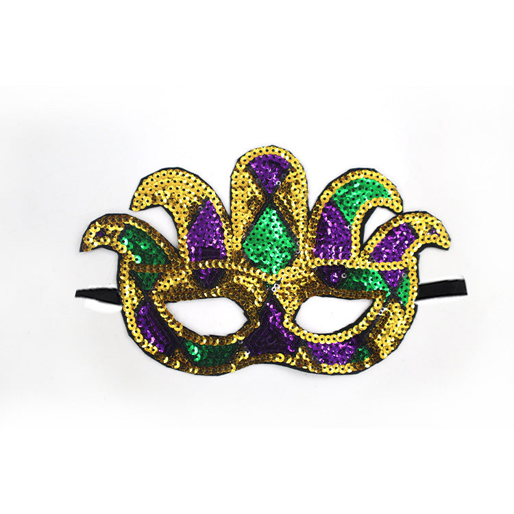 Wholesale Carnival Sequins Three Color Gold Purple Green Mask Makeup Party Eye Mask