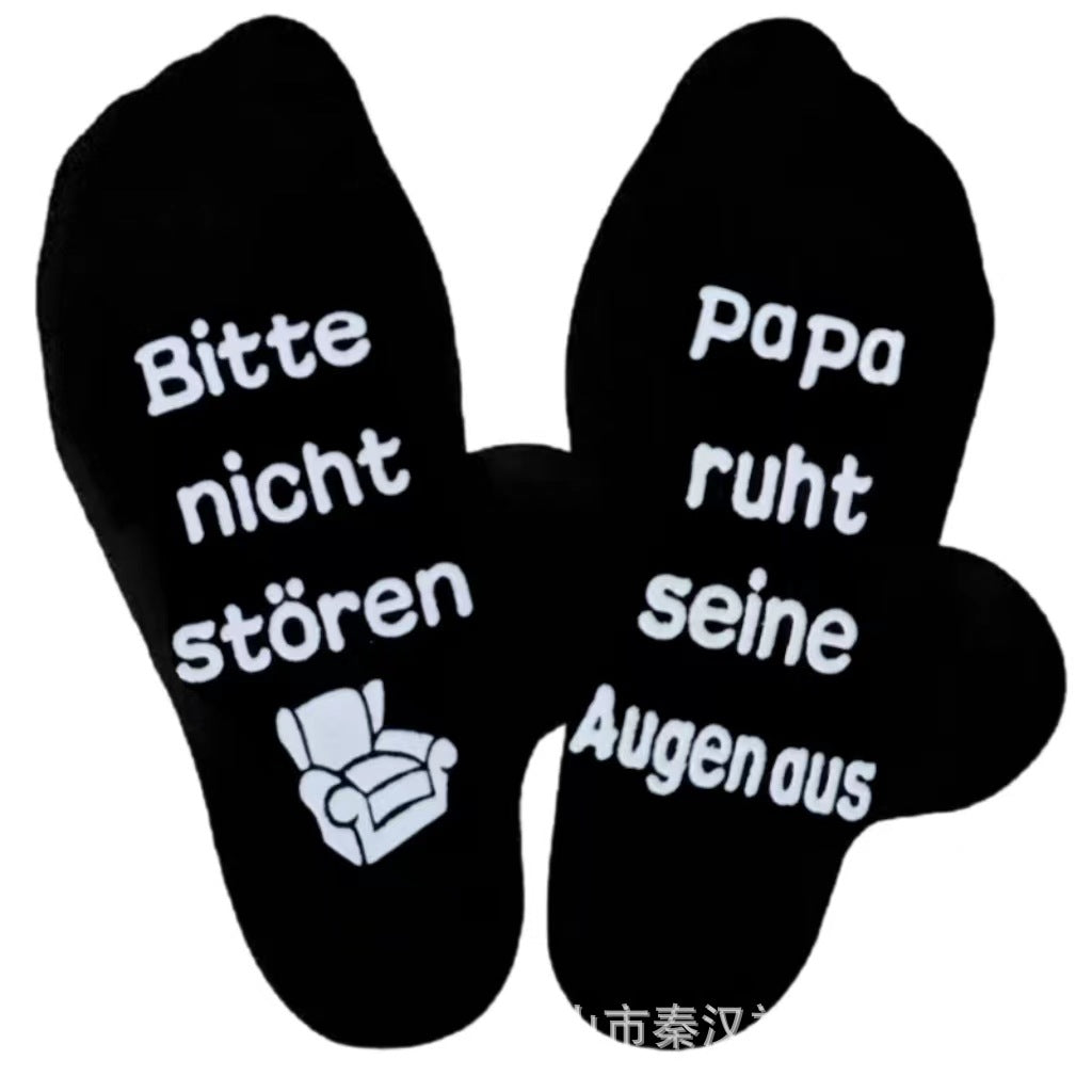 Wholesale of European and American Cotton Medium Cylinder Letter Anti Slip Adhesive Socks