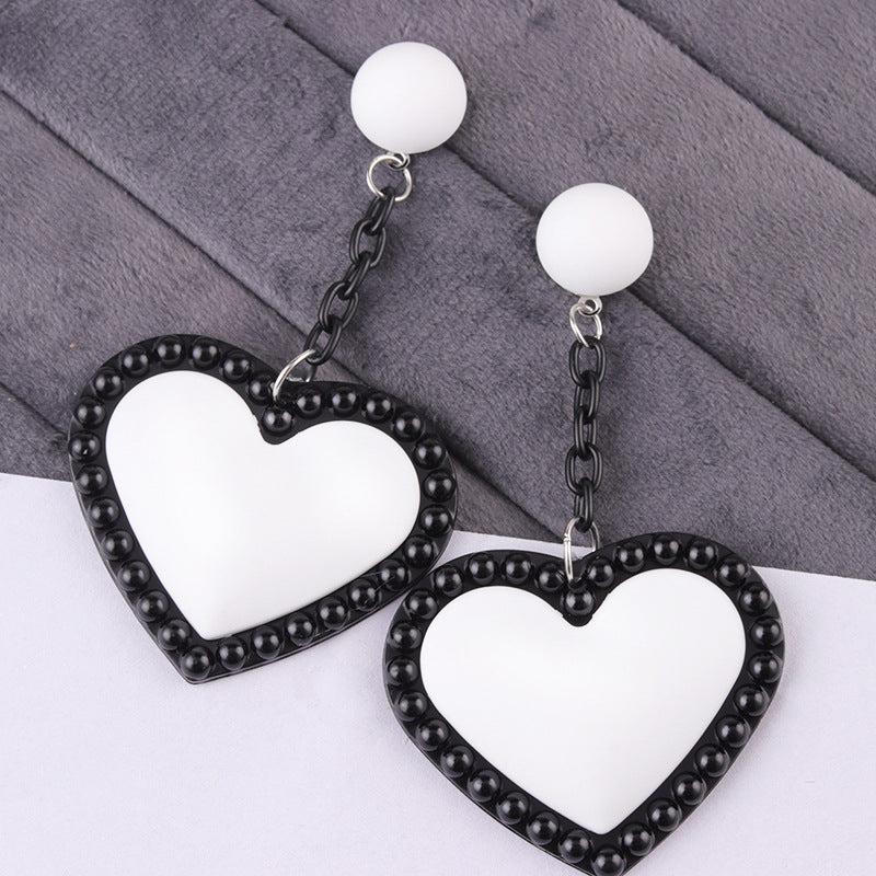 Wholesale Retro 3D Colorful Heart Acrylic Earrings